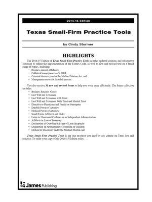 cover image of Texas Small-Firm Practice Tools